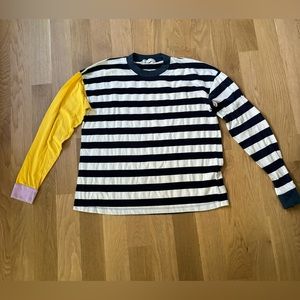 Truly Madly Deeply long sleeve striped t-shirt with mismatched sleeve. Size M